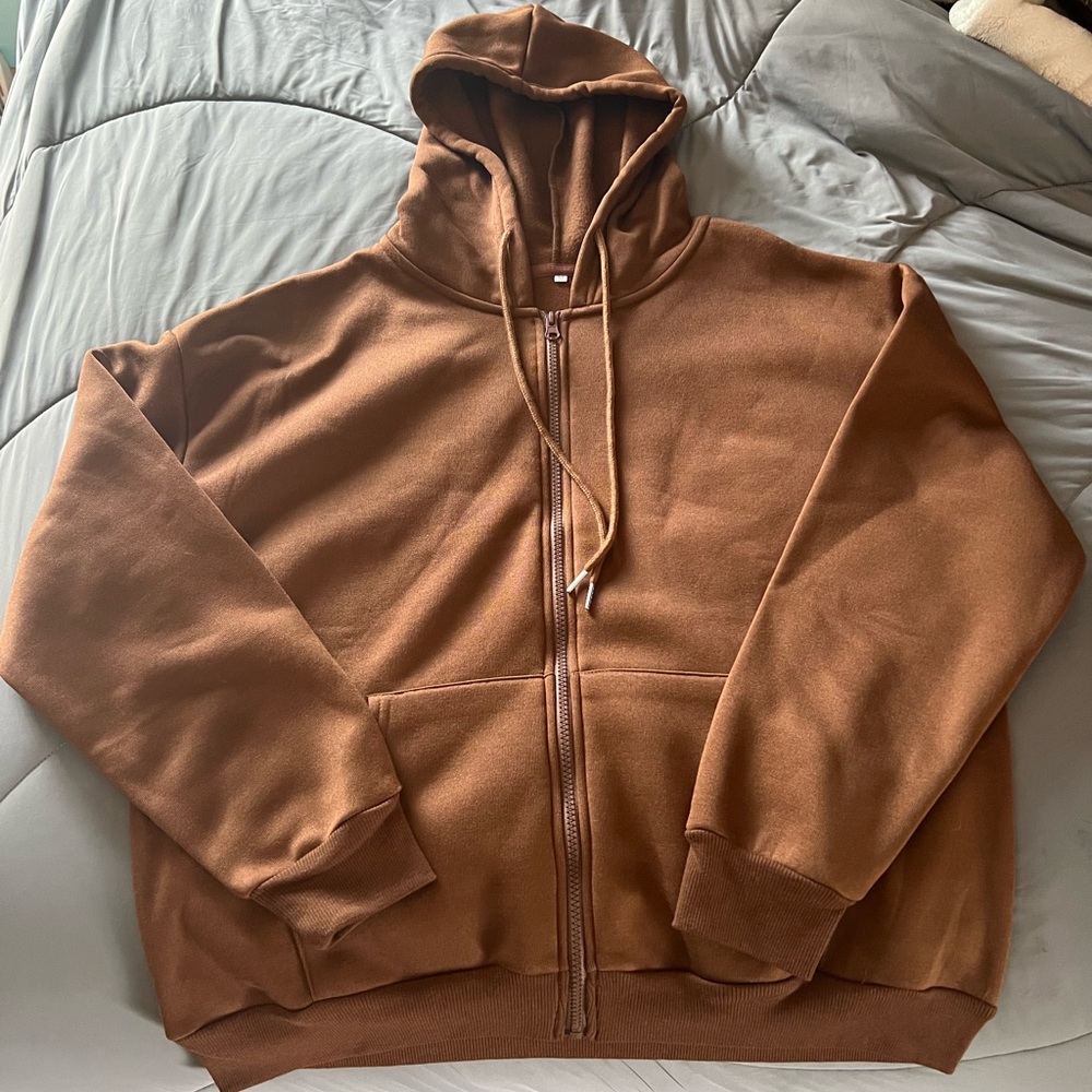 Shein Brown Zip Up